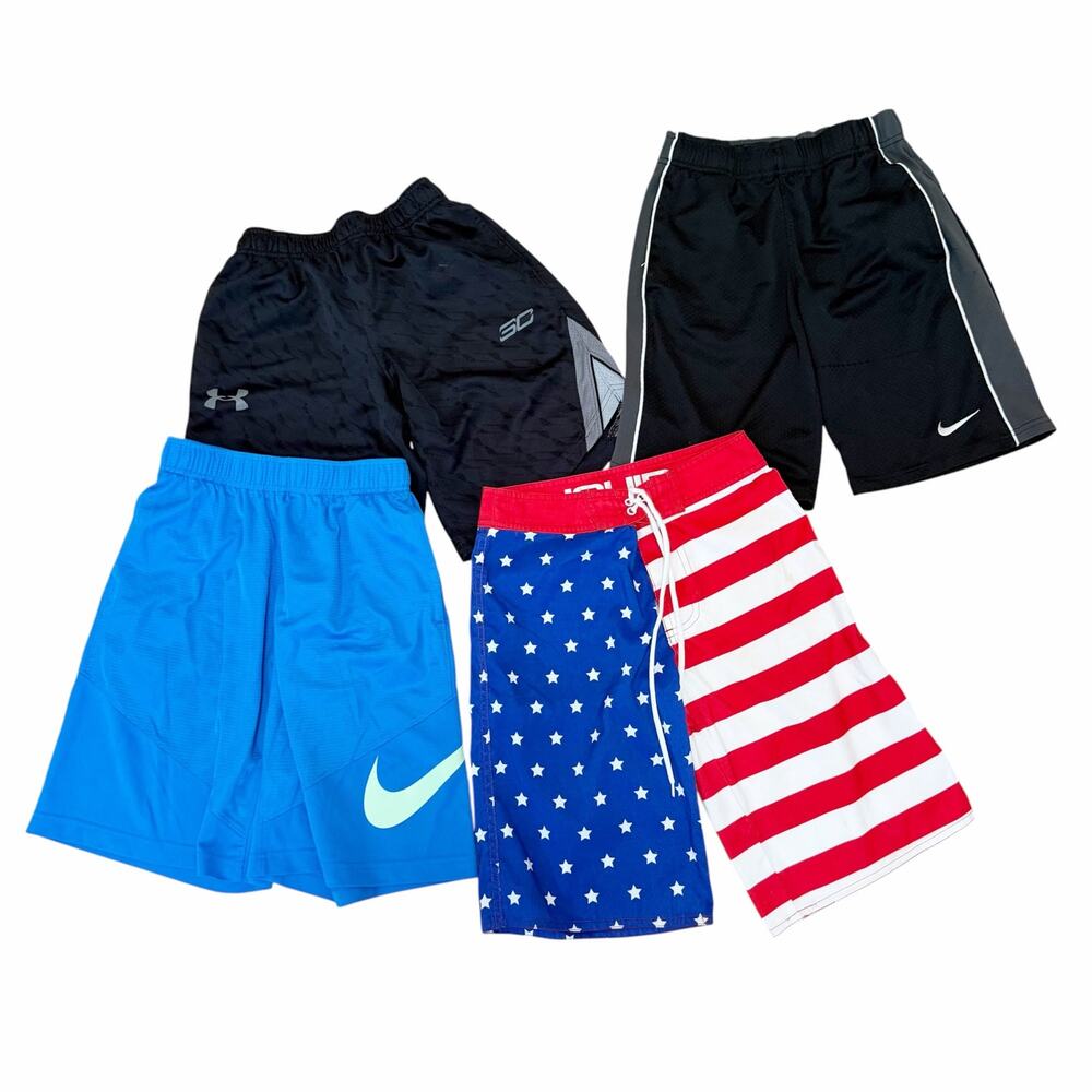 Lot of 4 Nike Under Armour Shorts Bathing Suit Size S Boys